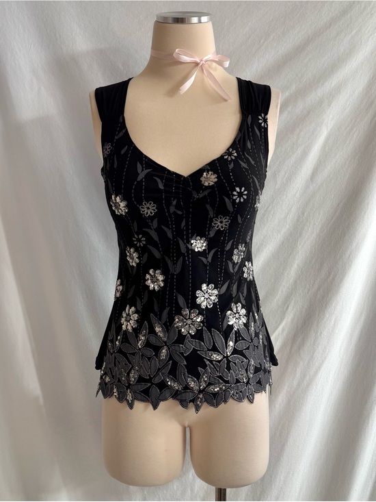 Imagine Tops - Vintage Y2K Black Glitter Fairy Top